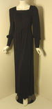 YVES SAINT LAURENT 1970s Black Bohemian Gown w/ Tassel Size 34