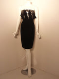 CHLOE 1980s Black and Silver Peek-a-boo Panel Strapless Cocktail Dress