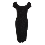 CEIL CHAPMAN 1960s Black Hand Beaded Cocktail Dress