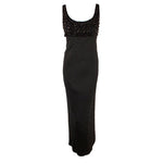 CEIL CHAPMAN 1950s Vintage Black Empire Waist Gown Size 8
