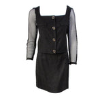 COURREGES Black 2 pc Skirt with Fishnet Sleeve Jacket 4-6