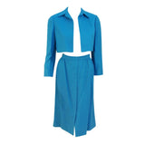 PAULINE TRIGERE 1960s Turquoise Skirt Suit Set