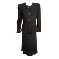 HATTIE CARNEGIE 1940s 2 pc Black Boucle Knit Skirt Suit