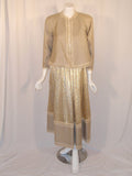 GEOFFREY BEENE 1980s 3 pc Gold Wool & Lace Jacket, Skirt & Belt