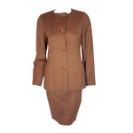 GEOFFREY BEENE 1990s 2 pc Brown Tweed Jacket and Skirt Set