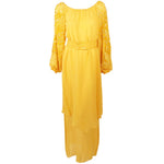 RETY Paris 1970s 2 pc Yellow Chiffon & Sequin Gown, Belt