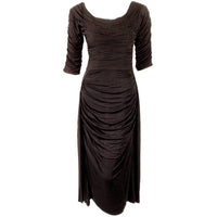CEIL CHAPMAN Black Ruched Cocktail Dress with 3/4 Sleeves