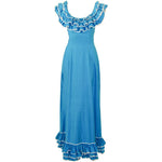 YVES SAINT LAURENT Blue White Polka Dot Ruffle Gown 4