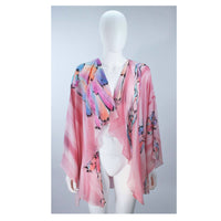 YOLANDA LORENTE Pink Hand Painted Silk Drape Jacket