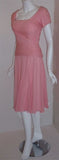 CEIL CHAPMAN 1960s Pink Chiffon Draped Pin Tucked Bodice Cocktail Dress