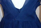 CHRISTIAN DIOR New York 1950s Navy Blue Chiffon Gown