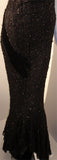 VINTAGE Circa 1930s 2 pc Black Sequin Gown with Silk Slip Dress