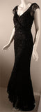 VINTAGE Circa 1930s 2 pc Black Sequin Gown with Silk Slip Dress