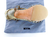 MIU MIU Snake Skin Leather T-Strap Open Toe Ankle Strap Heels Size 38