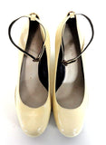MARC JACOBS Off-White Patent Leather Round Toe Ankle Strap Wedge Size 39