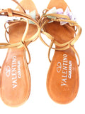 VALENTINO Garavani Silk Flower Heels Tan Color Sandals Size 7 1/2