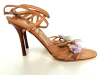 VALENTINO Garavani Silk Flower Heels Tan Color Sandals Size 7 1/2