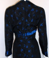 CEIL CHAPMAN 1960s Black and Blue Silk Cocktail Dress