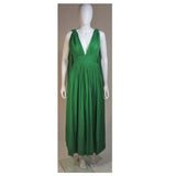 ERNA Circa 1960s Green Pleated Silk Chiffon Gown