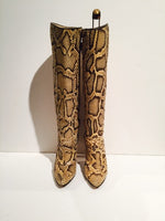BIONDINI Italy Snakeskin Beige Python Snake Women's Leather Boots Size 7