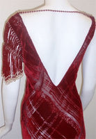 GALINDO Red Burnout Velvet Beaded Gown