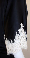 GEOFFREY BEENE 1990s Black Silk & Lace Cocktail Dress, Belt