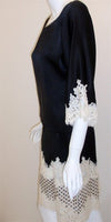 GEOFFREY BEENE 1990s Black Silk & Lace Cocktail Dress, Belt