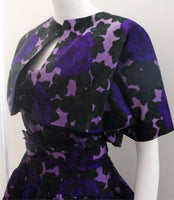 MINGOLINI GUGENHEIM Circa 1950s Floral Silk Dress Set Size 2-4