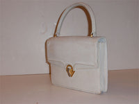 GUCCI 1960s Vintage White Lizard Skin Square Handbag