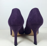 PRADA Purple Suede w/ White Stitch & Gold Bow Detail Heels Size 39