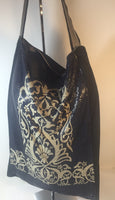 ROZAE NICHOLS Ink Blue & Cream Metal Mesh Shoulder Bag