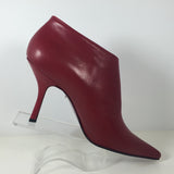 MICHEL PERRY Red Leather with Silver Side Zipper Ankle Boots Size 9