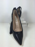 NINA RICCI Whip Stitch Pumps with Heel Tie Black Leather Pumps Size 39 1/2