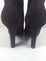 YVES SAINT LAURENT Brown Suede Ankle Boots with Mink Trim Size 8