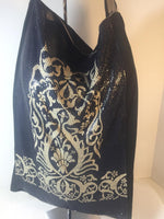 ROZAE NICHOLS Ink Blue & Cream Metal Mesh Shoulder Bag
