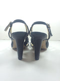 BOTTEGA VENETA Black Satin and Leather Beaded Slingback Heels Size 8