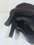 YVES SAINT LAURENT Brown Suede Ankle Boots with Mink Trim Size 8