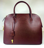 HERMES 1997 Brown Leather Zip Top Handle Bag w/ Lock and Keys