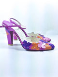 MICHEL PERRY Pink, Purple, and Orange Floral Leather Heels Size 5 1/2