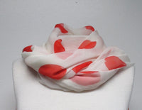 NORMAN NORELL 1960S White Silk Chiffon Orange Polka Dot Mod Madmen Scarf Wrap