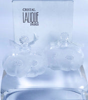 LALIQUE Signed Flacon Deux Fleur 2 Flower Perfume Bottles Frosted