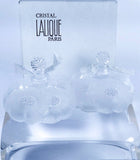 LALIQUE Signed Flacon Deux Fleur 2 Flower Perfume Bottles Frosted