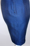 LANZ Dark Blue Square Pattern Zipper Back Cocktail Dress