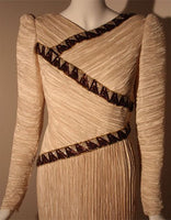 MARY MCFADDEN 1990s Cream Evening Gown with Beading Size 6