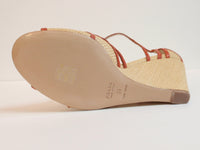 PRADA Woven Straw w/ Orange T-Strap Wedge Sandal Size 39