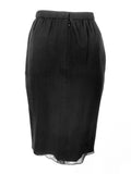 ADOLFO Black Silk Chiffon Skirt with Gathered Front