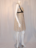 MARCHESA Cream Lace Cocktail Dress with Black Bow Size 12