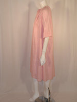 GEOFFREY BEENE 1970s Pink and White Clover Print Pattern Day Dress