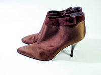 PHILIPPE MODEL Brown Satin Ankle Boot with Suede Trim Size 7 1/2