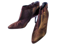 PHILIPPE MODEL Brown Satin Ankle Boot with Suede Trim Size 7 1/2